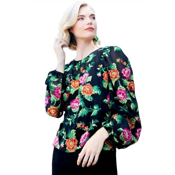 NEW EVA FRANCO harlow top in crossstitch rose - Picture 3 of 3